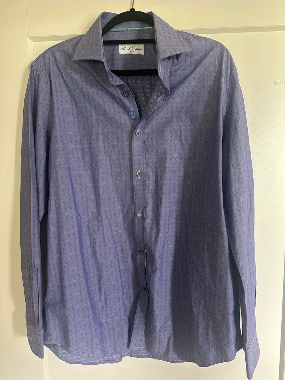 Robert Graham size 42 Lavender/Purple Patterned Button-Up Shirt, neck size 16.5